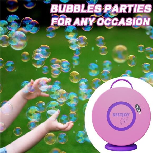 Bubble Machine for Toddlers Girls 1-3-5 - Rechargeable Pink Bubble Blower - Picture 4 of 6